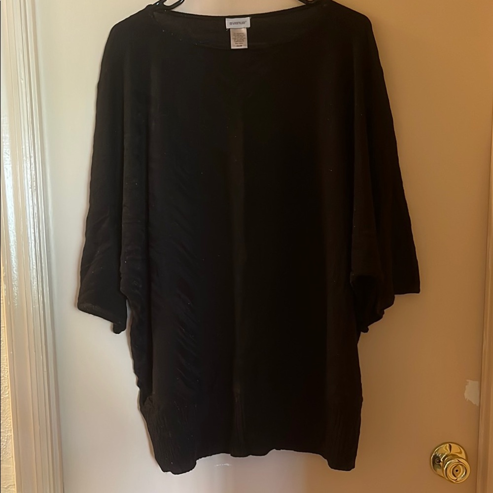 Avenue Metallic Black Knit Top